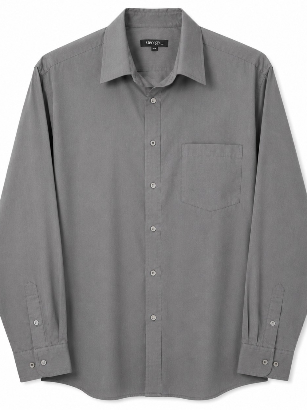 George Men’s Gray Long-Sleeve Dress Shirt 16.5 L/G